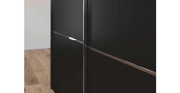 SCHWEBETÜRENSCHRANK 301/223/68 cm 3-türig Schwarz - Chromfarben/Schwarz, KONVENTIONELL, Glas/Holzwerkstoff (301/223/68cm) - Novel