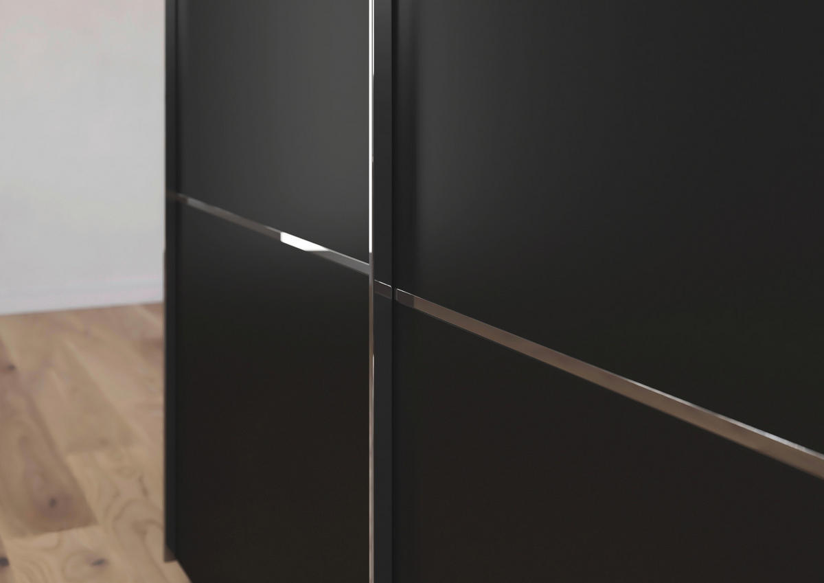 SCHWEBETÜRENSCHRANK 242/223/68 cm 3-türig Schwarz  - Chromfarben/Schwarz, KONVENTIONELL, Holzwerkstoff/Metall (242/223/68cm) - Novel