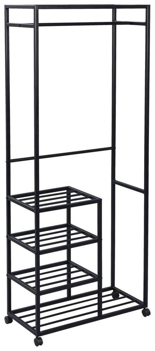 KLEIDERWAGEN in Schwarz 75/183/35 cm - Schwarz, Basics, Kunststoff/Metall (75/183/35cm)