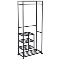 KLEIDERWAGEN in Schwarz 75/183/35 cm   - Schwarz, Basics, Kunststoff/Metall (75/183/35cm)