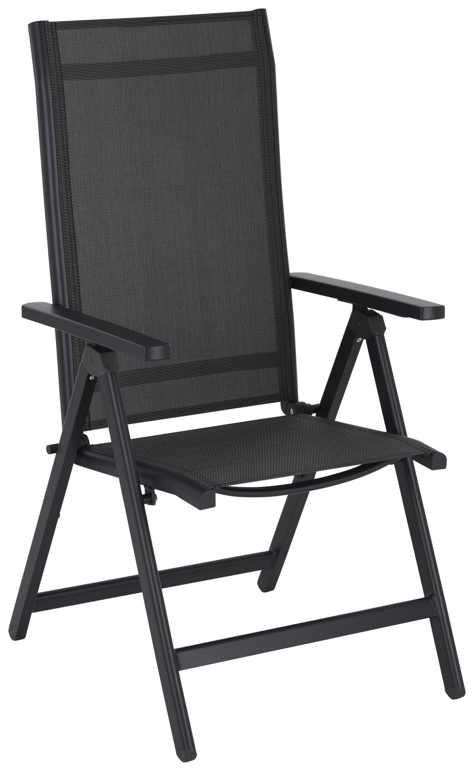 Gartenklappsessel in Metall, Kunststoff, Textil Anthrazit, Grau, Silberfarben