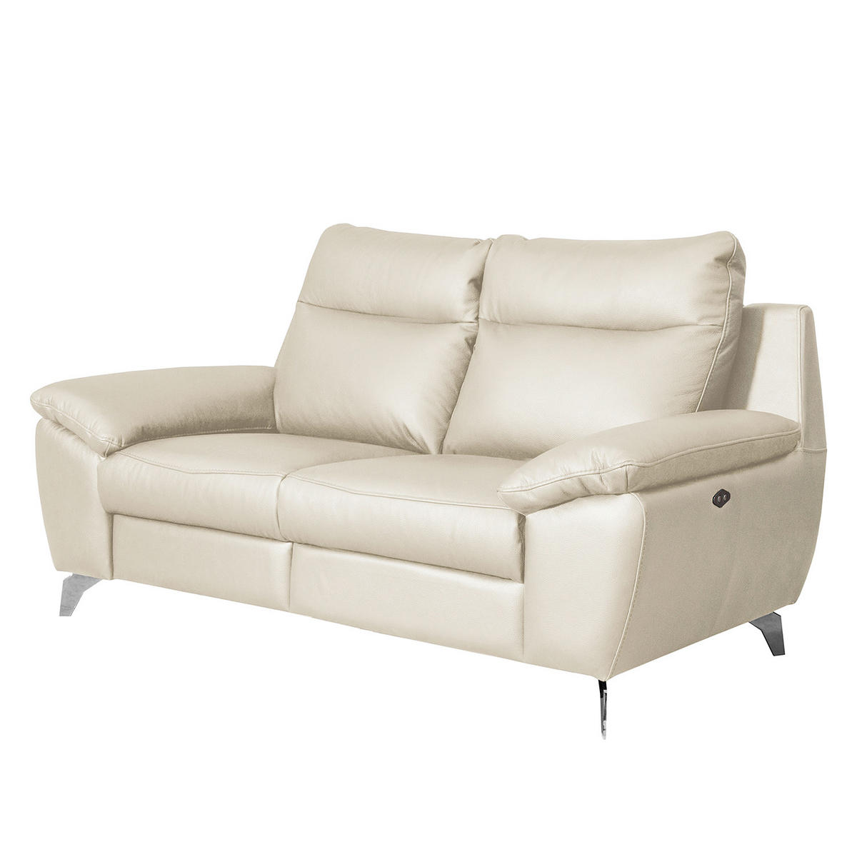 2-SITZER-SOFA 178/95/96 cm PERLE in Echtleder Creme   - Chromfarben/Creme, Design, Leder/Metall (178/95/96cm) - Livetastic