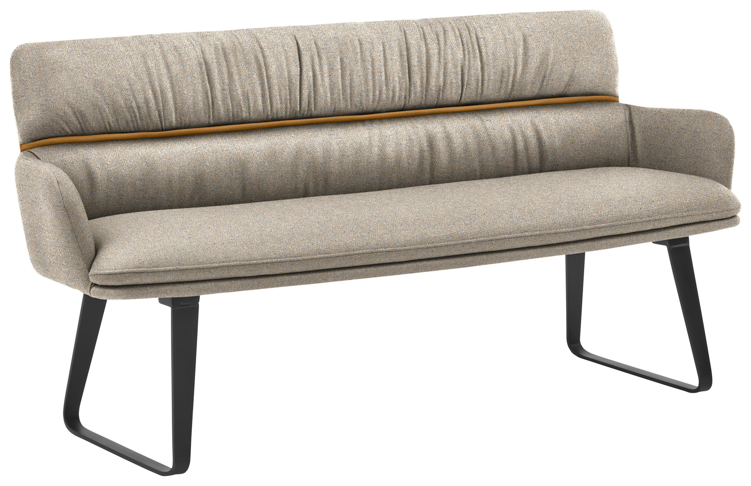 SITZBANK 180/86/68 cm Mikrofaser Greige, Currygelb  - Currygelb/Greige, Design, Textil/Metall (180/86/68cm) - Valdera