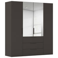 DREHTÜRENSCHRANK 201/235/61 cm,  in Graphitfarben, 4 Tür(en)  - Graphitfarben, Basics, Glas/Holzwerkstoff (201/235/61cm) - Novel