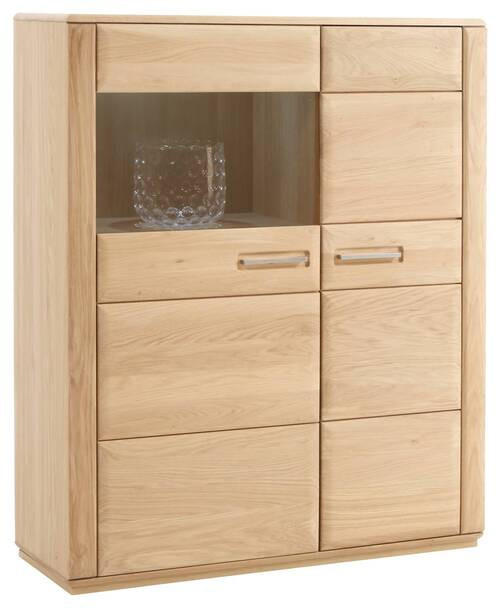 HIGHBOARD in 107/131/38 cm - Eichefarben/Silberfarben, Design, Glas/Holz (107/131/38cm) - Livetastic