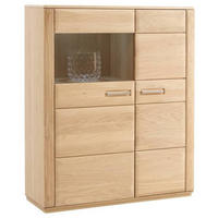 HIGHBOARD  in 107/131/38 cm  - Eichefarben/Silberfarben, Design, Glas/Holz (107/131/38cm) - Livetastic