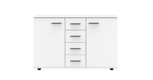 COMODĂ 130/83/41 cm  - alb/culoare crom, Basics, plastic/material pe bază de lemn (130/83/41cm) - Carryhome