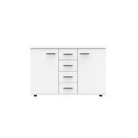 COMODĂ 130/83/41 cm  - alb/culoare crom, Basics, plastic/material pe bază de lemn (130/83/41cm) - Carryhome