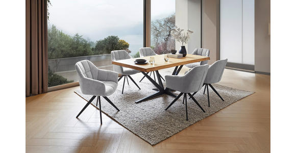 ESSTISCH in Holz 200/100/75 cm  - Eichefarben/Schwarz, Natur, Holz/Metall (200/100/75cm) - Linea Natura