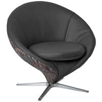 SESSEL Jacquard Kombination Echtleder/Stoff Dunkelgrau  - Dunkelgrau/Nickelfarben, Design, Leder/Textil (84/81/79cm) - Koinor