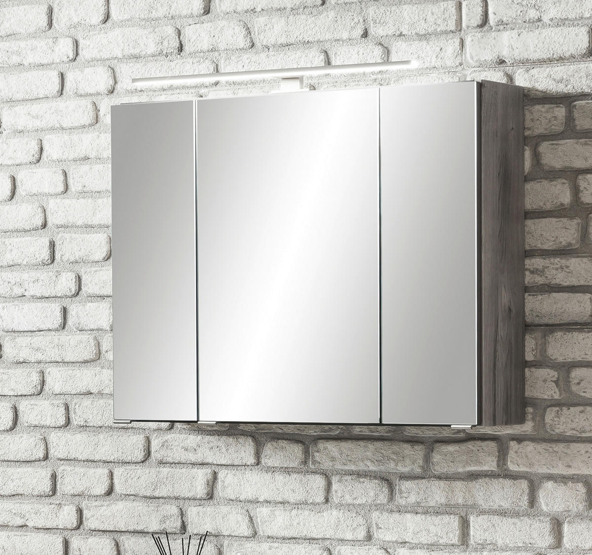 SPIEGELSCHRANK 80/64/20 cm  - Eichefarben/Alufarben, Konventionell, Glas/Holzwerkstoff (80/64/20cm) - Held
