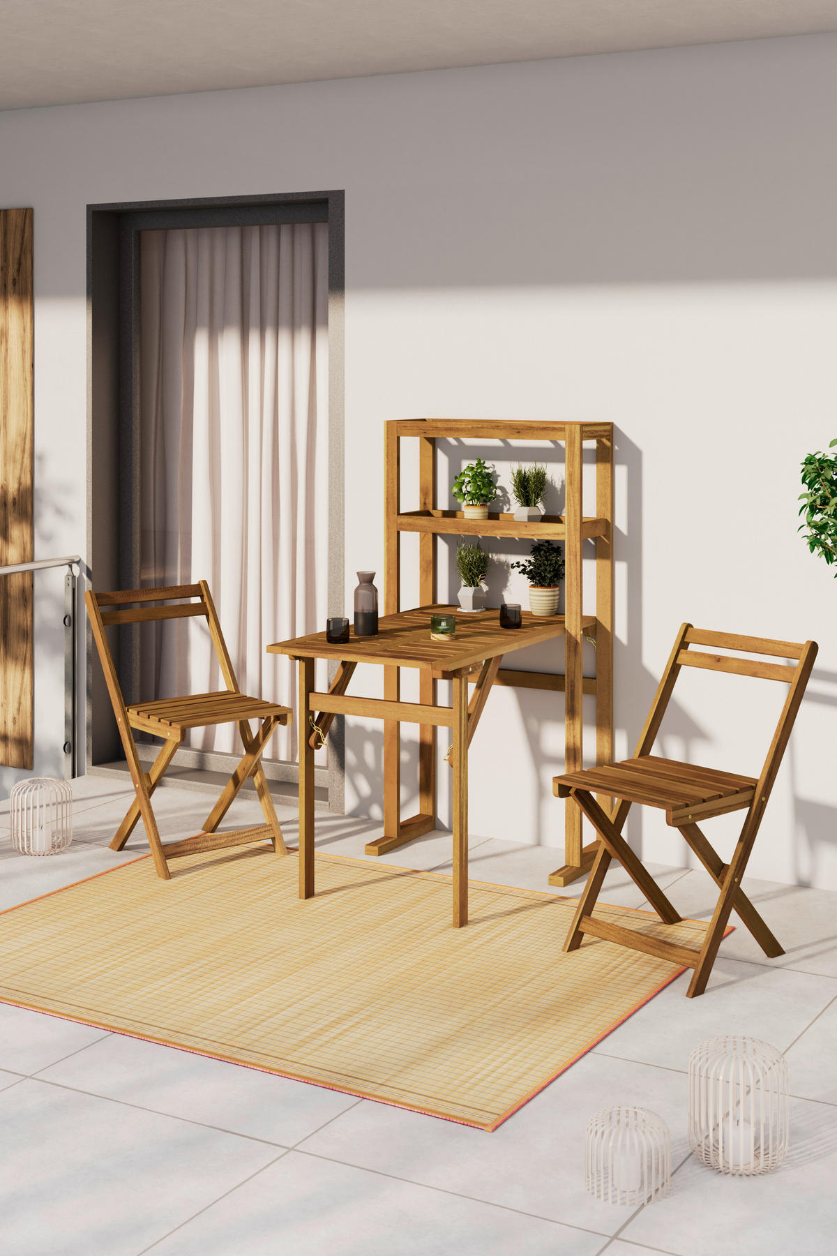 BALKONSET  - Akaziefarben, MODERN, Holz (65/42/131/78/85/48cm) - Ambia Garden