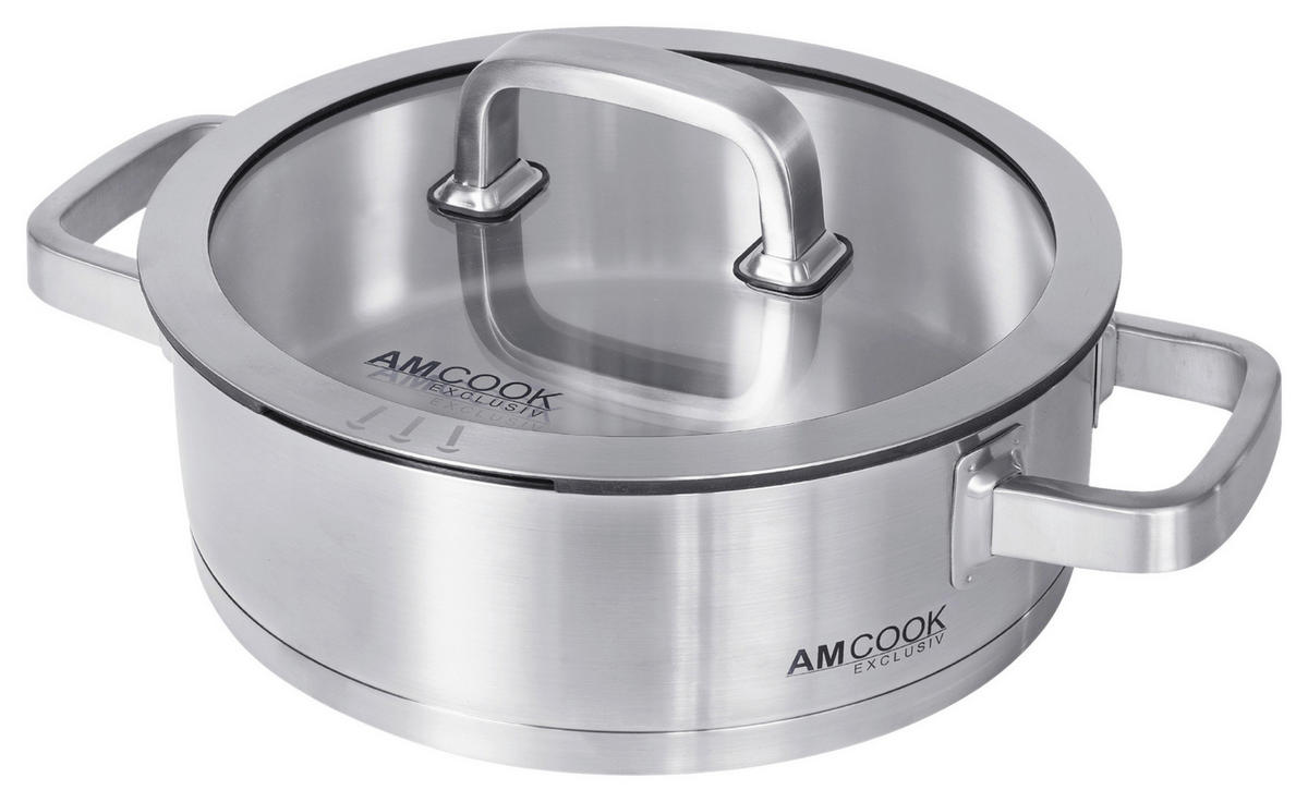 SERVIERPFANNE  - Edelstahlfarben, Basics, Glas/Metall (24/8cm) - Am Cook