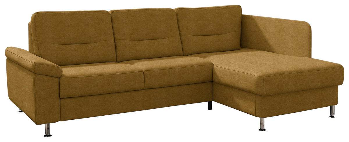 ECKSOFA  in Flachgewebe Currygelb  244/160 cm  - Currygelb/Alufarben, KONVENTIONELL, Textil/Metall (244/160cm) - Beldomo Comfort