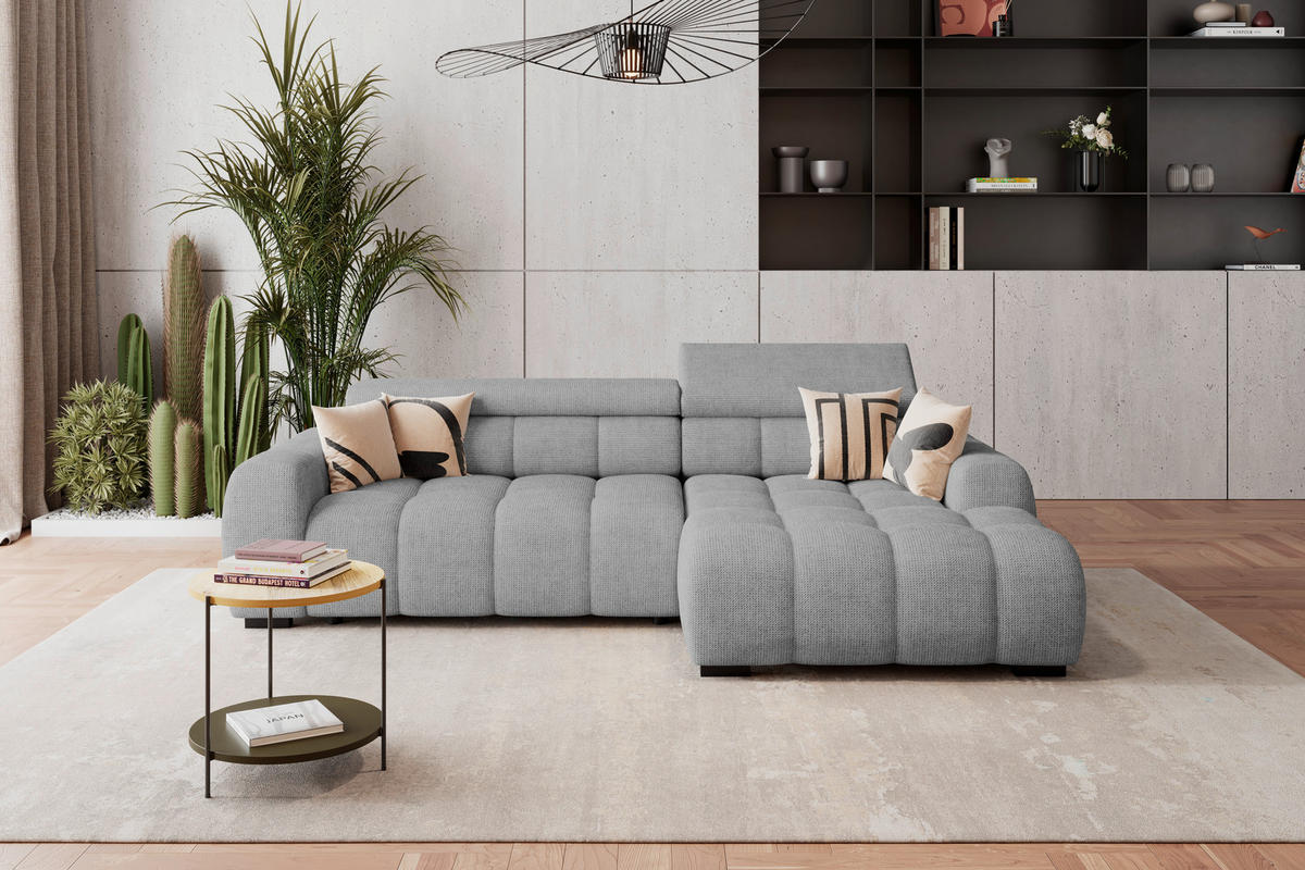 HÖRNSOFFA i vävt tyg grå  - grå/svart, Trend, textil/plast (285/168cm) - Livetastic