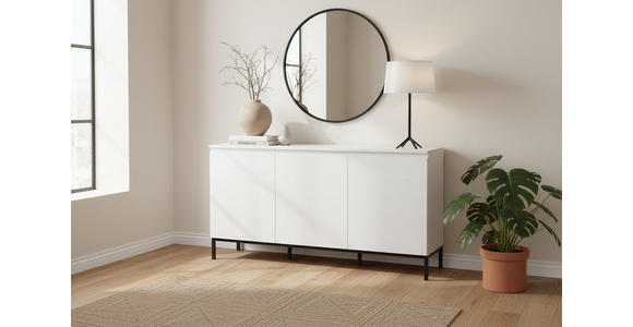 SIDEBOARD  150/77/35 cm  - Schwarz/Weiß, Design, Holzwerkstoff/Metall (150/77/35cm) - Hom`in