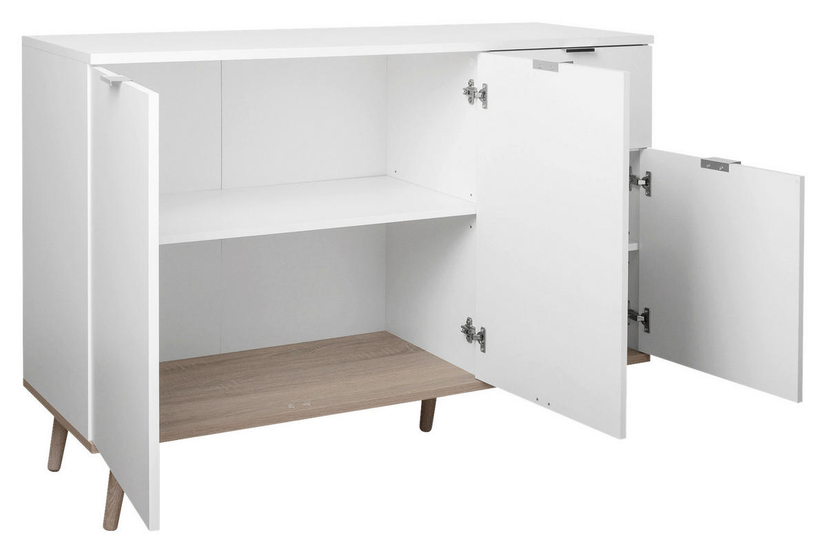 KOMMODE  in 120/85/40 cm  - Silberfarben/Weiß, KONVENTIONELL, Holz/Holzwerkstoff (120/85/40cm) - MID.YOU