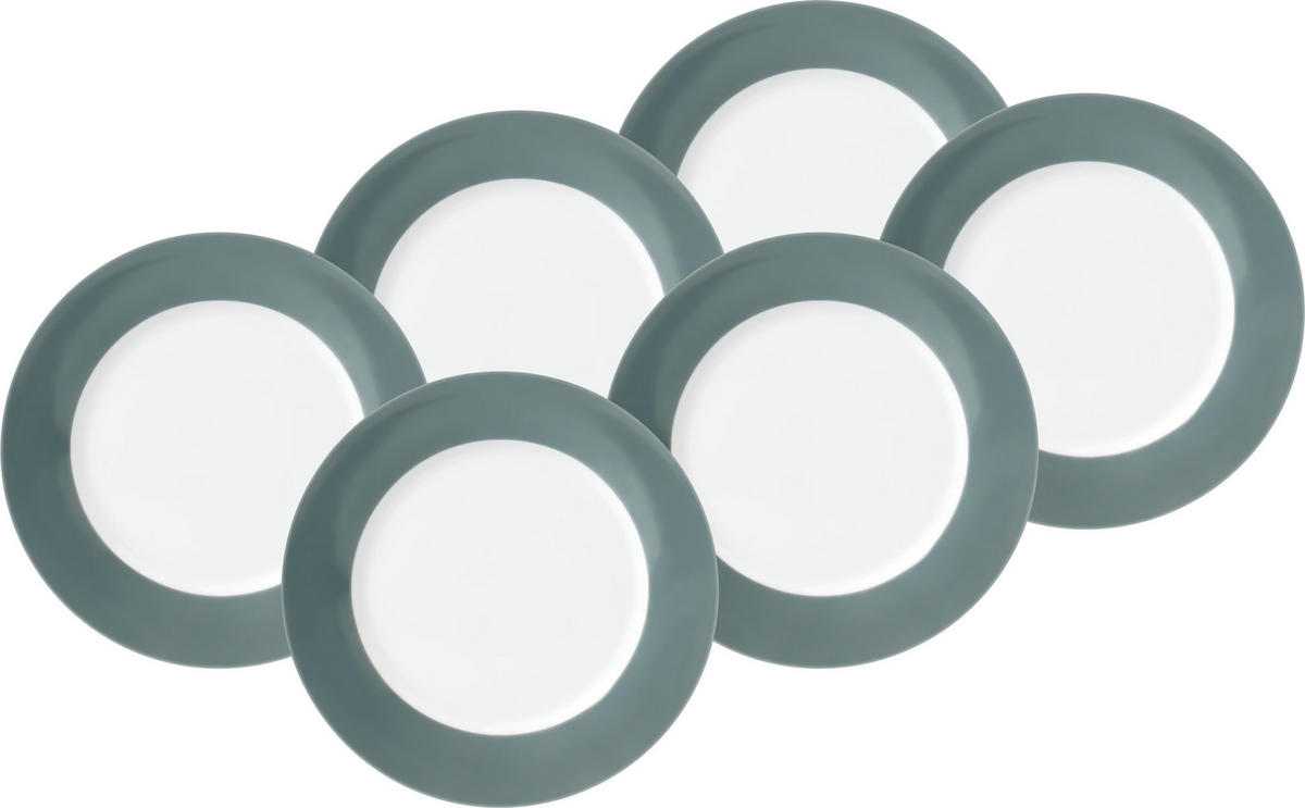 SPEISETELLERSET VARIO 6-teilig  - Weiß/Grau, Basics, Keramik (26,5cm) - Van Well