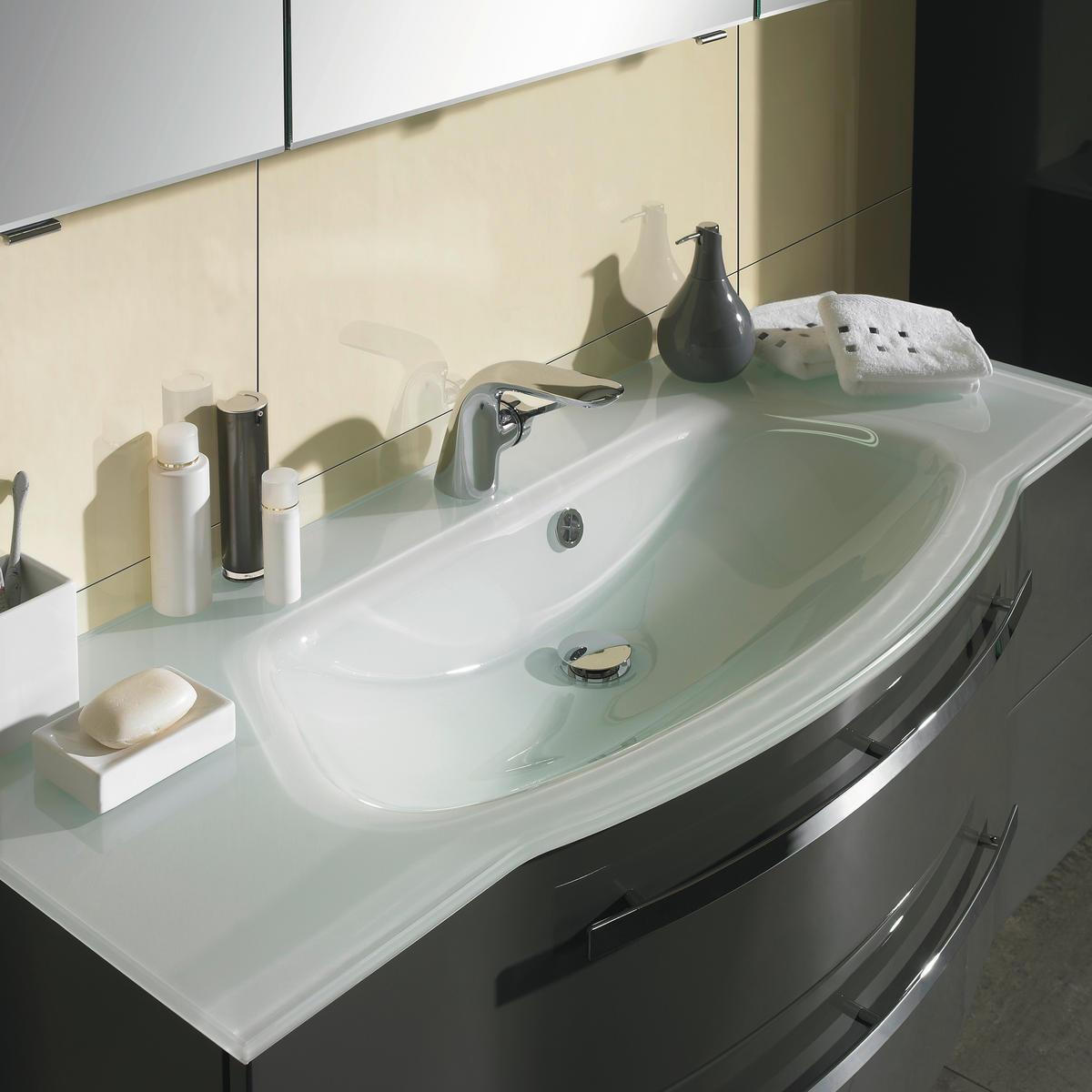 BADRUM 120 cm  - grå, Design, trämaterial/glas (120cm) - Sadena