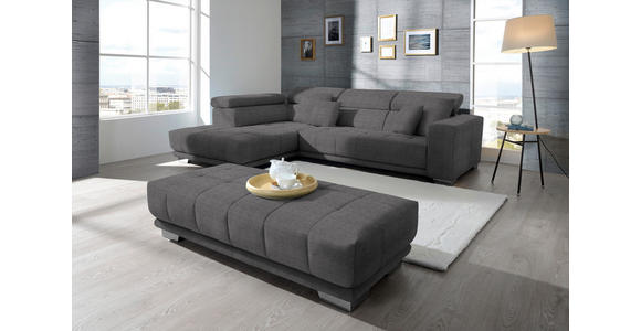 ECKSOFA in Mikrofaser Grau 207/301 cm - Chromfarben/Grau, Design, Textil/Metall (207/301cm) - Xora