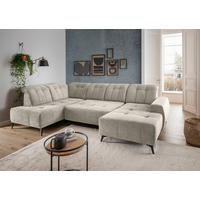 WOHNLANDSCHAFT SANO Beige Chenille  - Beige/Schwarz, MODERN, Textil/Metall (200/337/180cm) - Livetastic