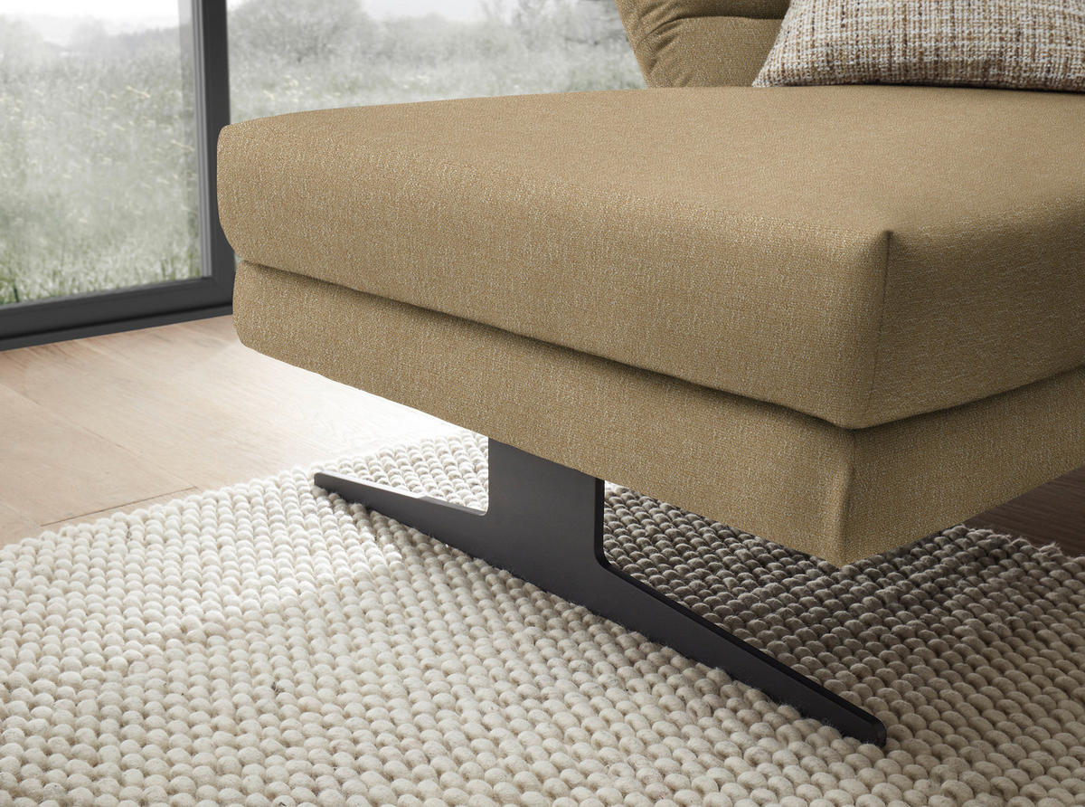 ECKSOFA in Flachgewebe Senfgelb  - Senfgelb/Schwarz, Design, Textil/Metall (176-217/279-327cm) - Dieter Knoll