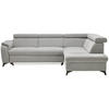 ECKSOFA in Chenille Grau  - Schwarz/Grau, Design, Textil/Metall (260/203cm) - Stylife