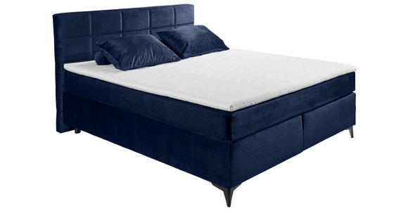 BOXSPRINGBETT 180/200 cm,  in Blau  - Blau/Schwarz, Design, Holzwerkstoff/Kunststoff (180/200cm) - Xora