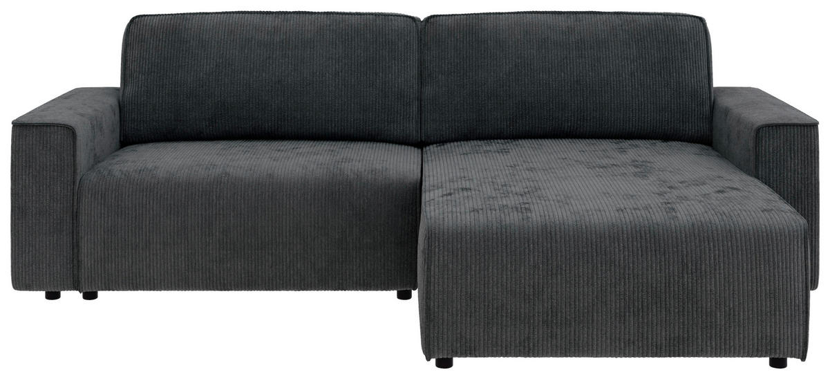 ECKSOFA CHANCE Dunkelgrau Cord  - Dunkelgrau/Schwarz, MODERN, Kunststoff/Textil (265/164cm) - Trendmanufaktur