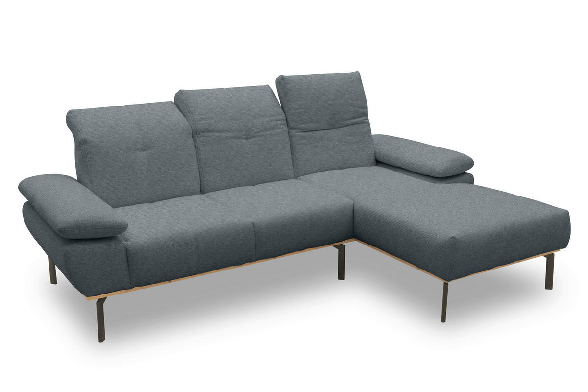 ECKSOFA Grau Mikrofaser  - Wildeiche/Schwarz, Design, Textil/Metall (242/170cm) - MID.YOU