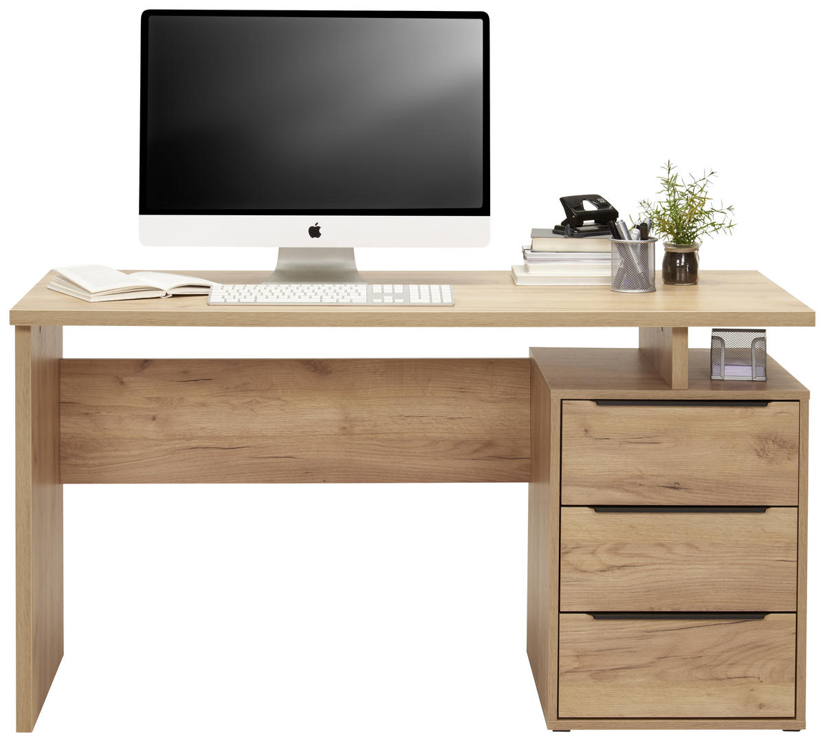 SCHREIBTISCH 138/60/76 cm  in Eiche Artisan  - Eichefarben/Schwarz, KONVENTIONELL, Holzwerkstoff/Metall (138/60/76cm) - Venda