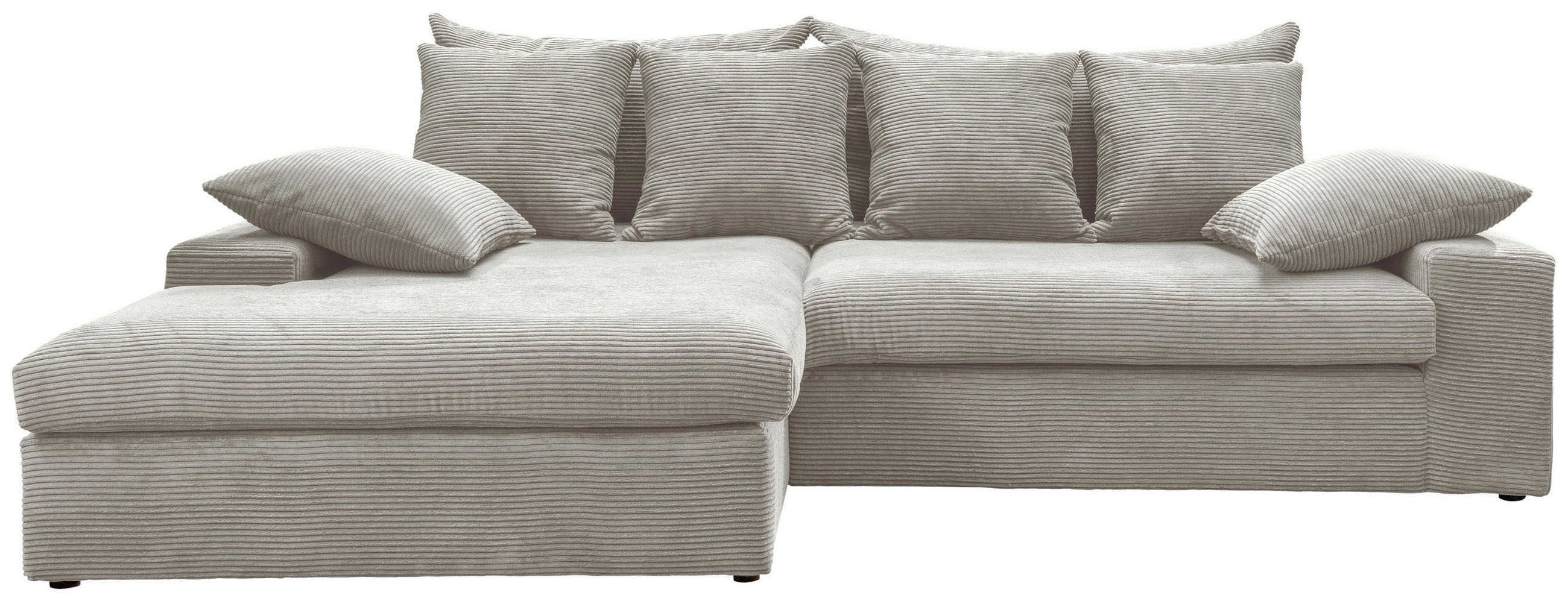 ECKSOFA in Cord Silberfarben - Silberfarben/Schwarz, Modern, Kunststoff/Textil (200/278cm) - Livetastic