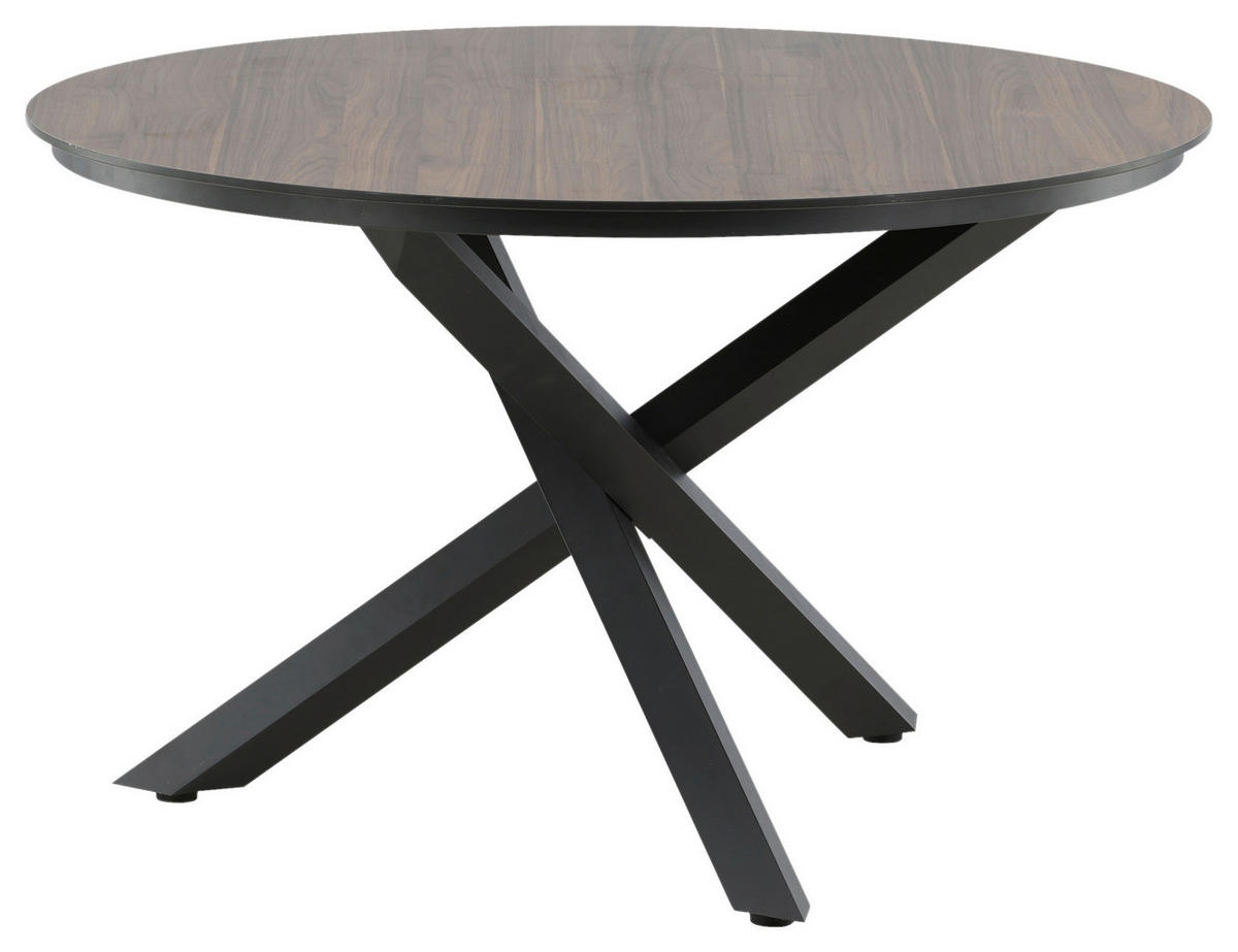 GARTENTISCH Metall, Kunststoff Braun, Schwarz rund  - Schwarz/Braun, KONVENTIONELL, Kunststoff/Metall (120/120/75cm) - Gardenson