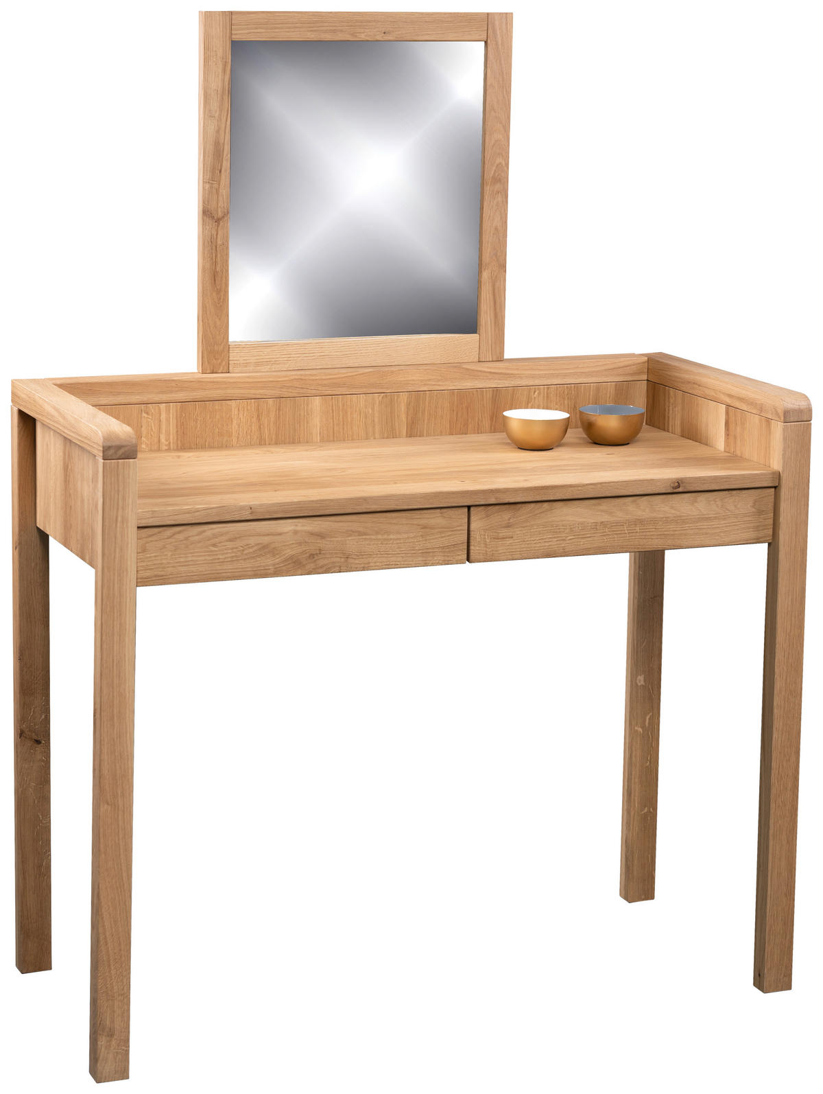 SCHMINKTISCH Wildeiche massiv Wildeiche  - Wildeiche, Basics, Holz (100/45/75-135cm) - Linea Natura