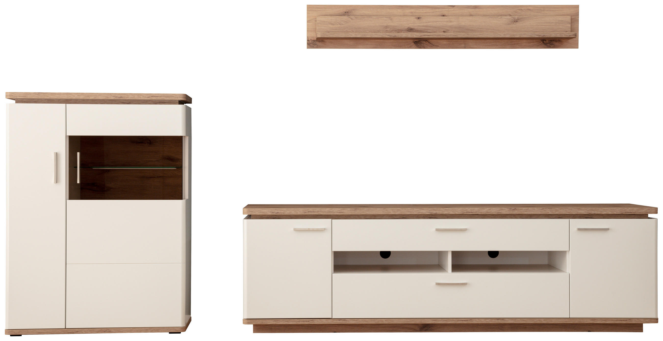HYLLKOMBINATION i vit, ekfärgad 310/181/50 cm - vit/nickelfärgad, Design, metall/trämaterial (310/181/50cm) - Livetastic