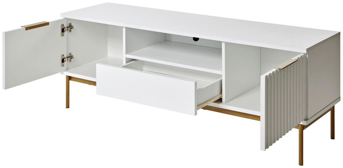 LOWBOARD  in 140/50/50 cm  - Weiss/Goldfarben, Modern, Holzwerkstoff/Metall (140/50/50cm) - Livetastic