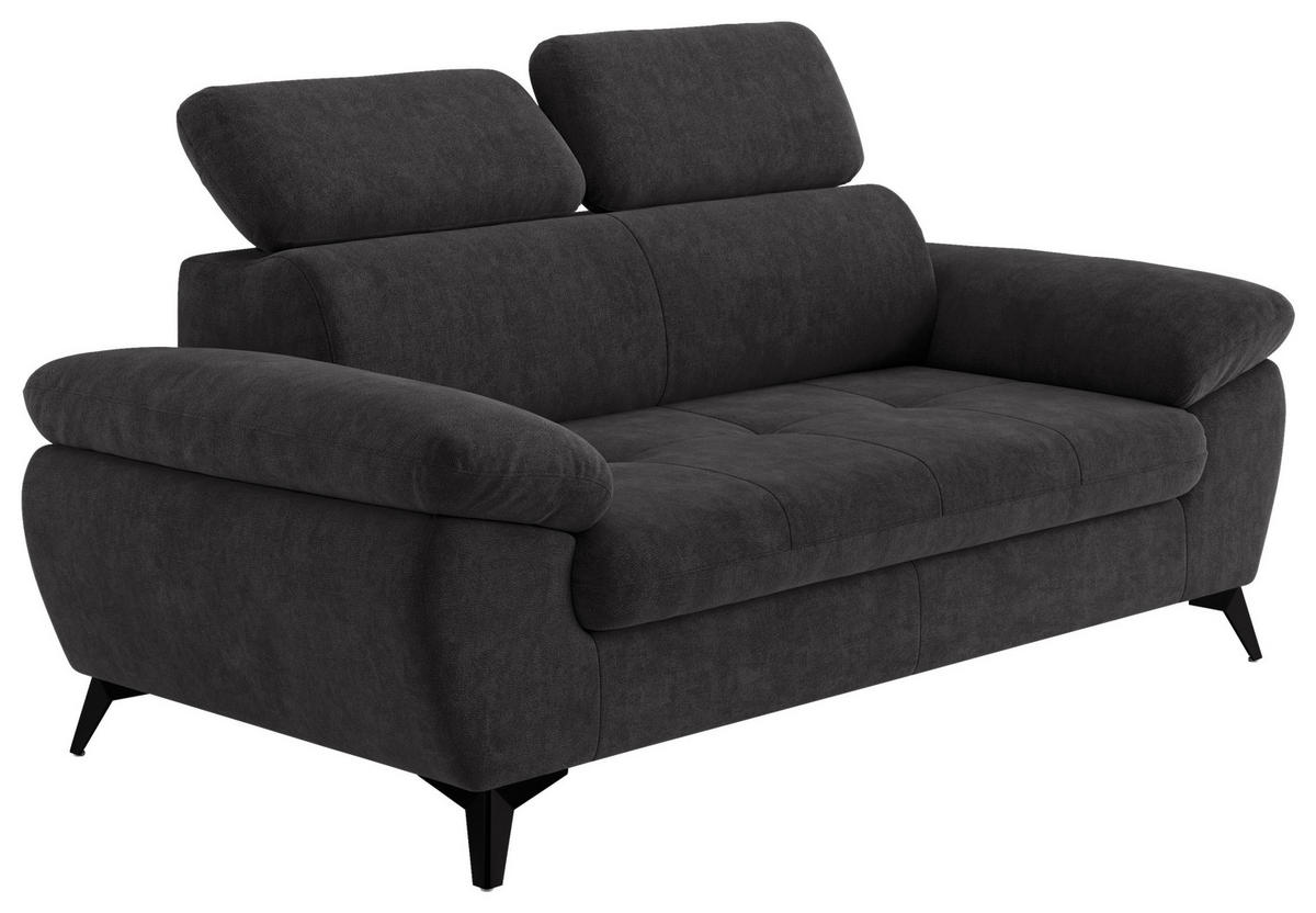 2-SITZER-SOFA Dunkelgrau  - Dunkelgrau/Schwarz, Textil/Metall (194/84/100cm) - MID.YOU