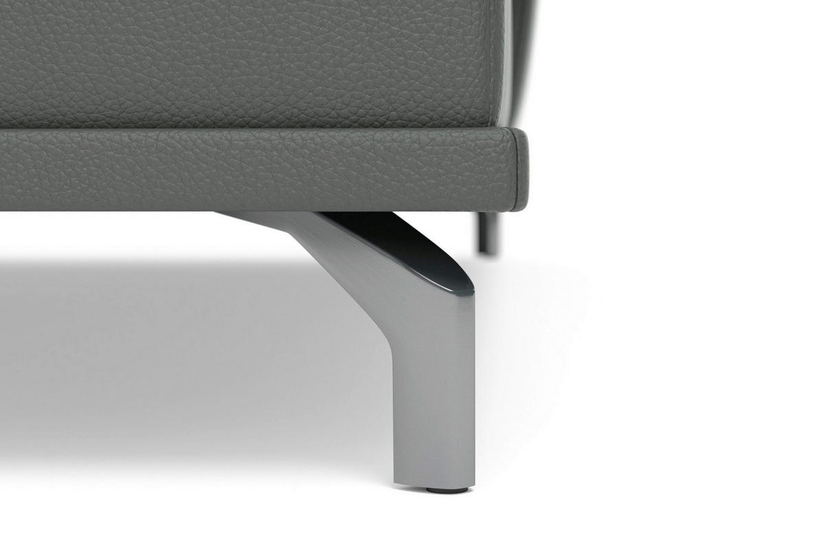 ECKSOFA COSTELLO E Anthrazit Kombination Echtleder/Stoff Mikrofaser Nierenkissen, Armteilverstellung, Sitztiefenverstellung, Bettkasten  - Anthrazit/Schwarz, Basics, Leder/Textil (301/176cm) - Sit & More