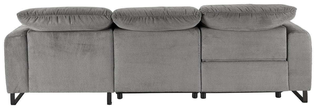 ECKSOFA Dunkelgrau Cord  - Dunkelgrau/Schwarz, KONVENTIONELL, Textil/Metall (266/180cm) - Hom`in