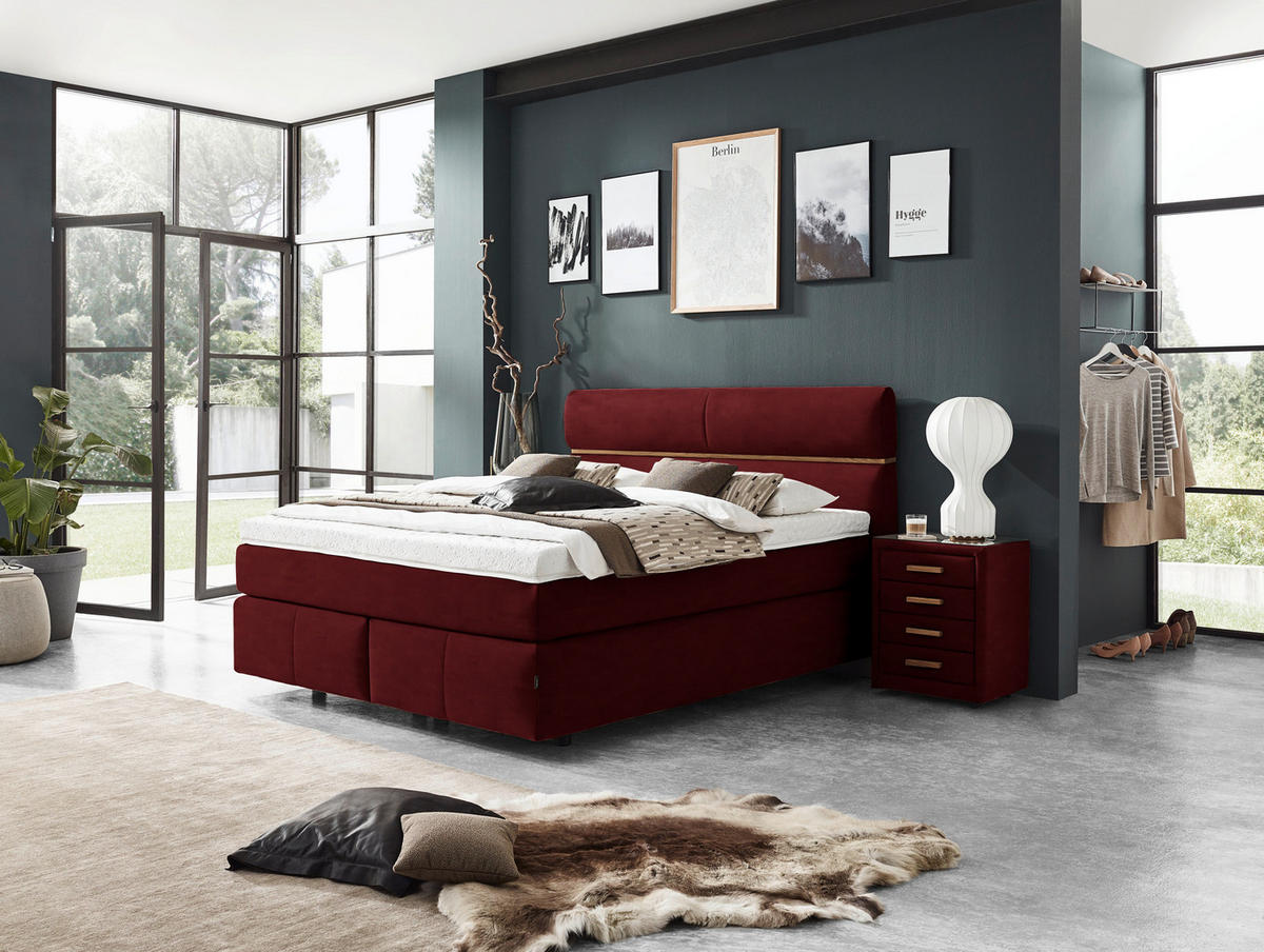 BOXSPRINGBETT 180/200 cm  in Eichefarben, Rotbraun  - Rotbraun/Eichefarben, Konventionell, Holz/Kunststoff (180/200cm) - Dieter Knoll
