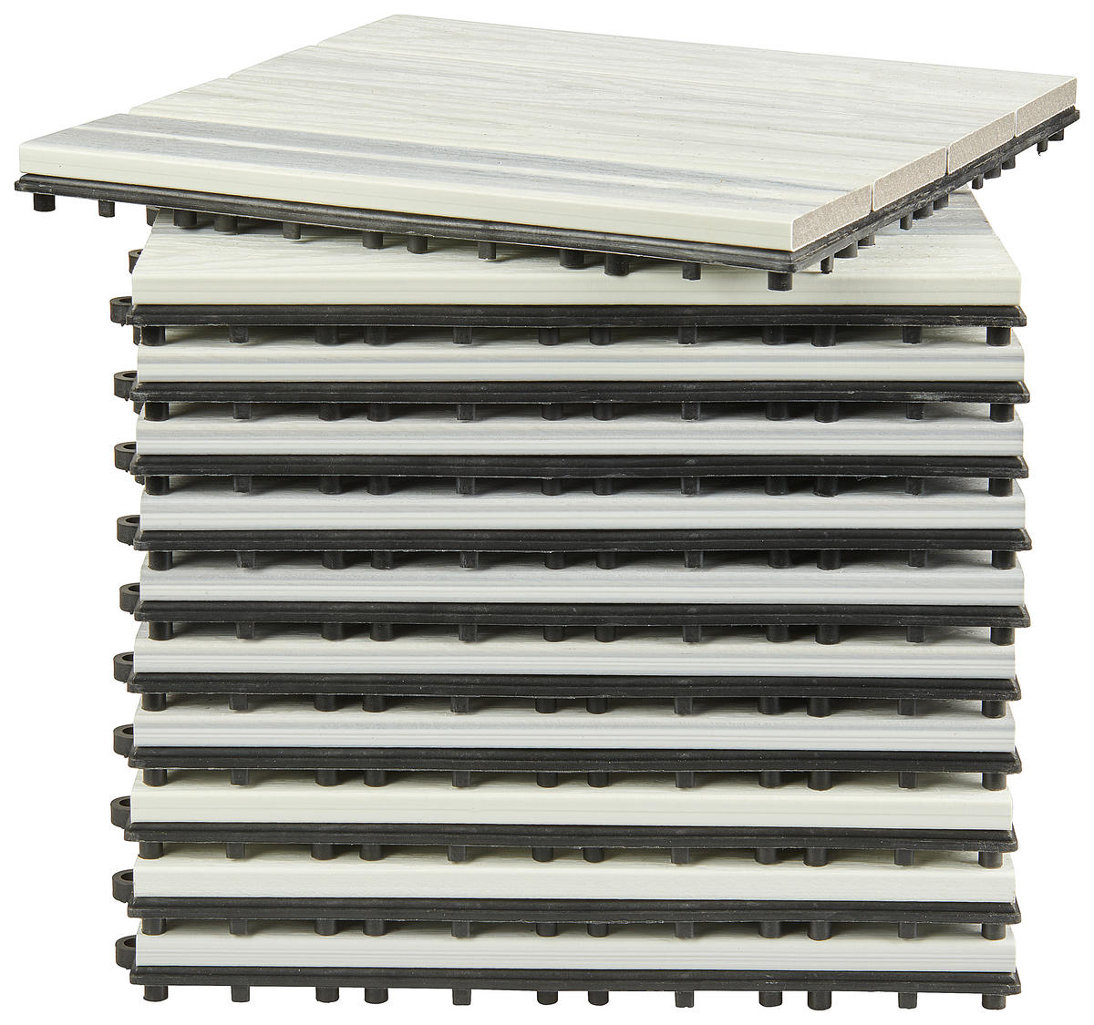 TERRASSENFLIESE 11 Stück  - Weiß, Basics, Holzwerkstoff/Kunststoff (30/30/2,4cm) - Ambia Garden