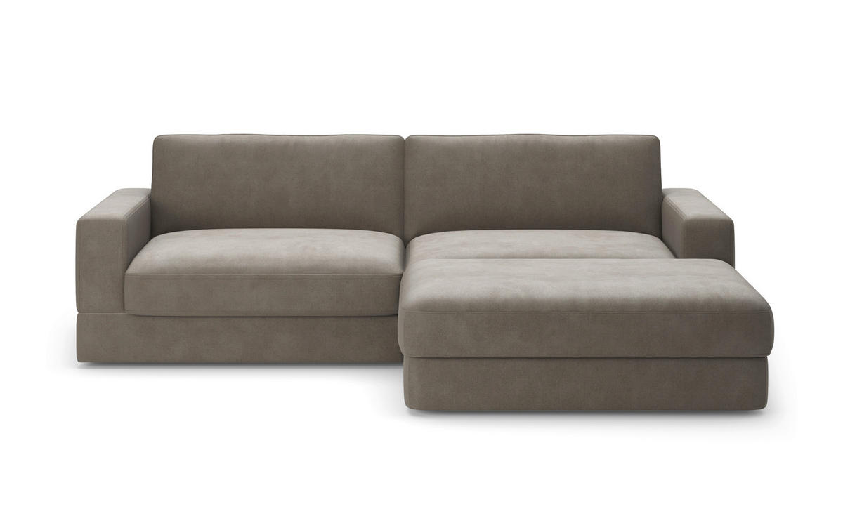 ECKSOFA FABIO E Schlammfarben Flachgewebe  - Schlammfarben/Schwarz, MODERN, Kunststoff/Textil (264/196cm) - Sit & More