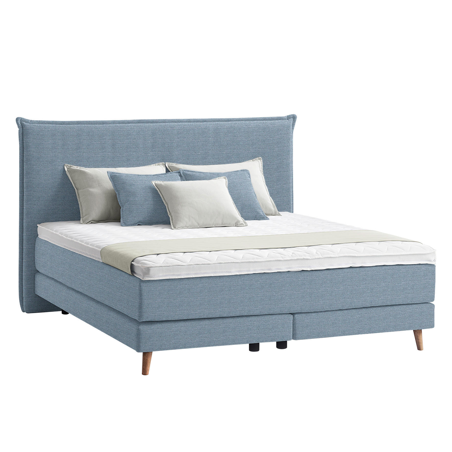 BOXSPRINGBETT 140/200 cm  in Blau  - Blau/Eichefarben, Design, Holzwerkstoff/Textil (140/200cm) - home24