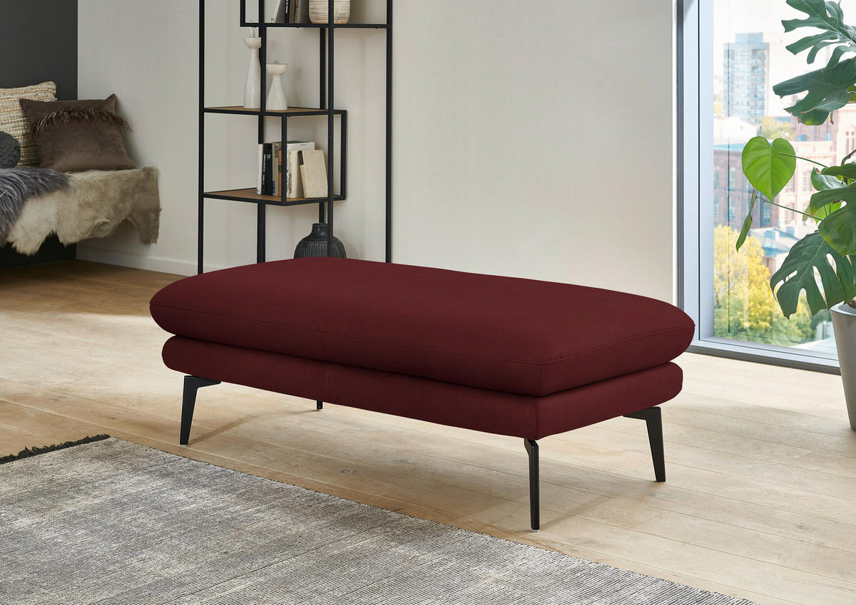 ECKSOFA in Echtleder Rot  180/310 cm  - Rot/Schwarz, Design, Leder/Metall (180/310cm) - Dieter Knoll