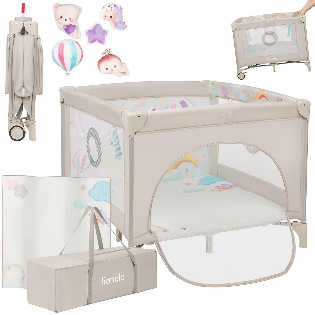 LAUFGITTER Mille Plus  100/100/77 cm  - Beige, Basics, Textil (100/100/77cm) - Lionelo