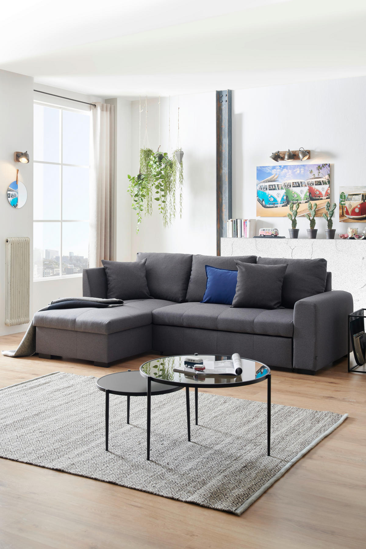 ECKSOFA inkl.Funktionen Grau Webstoff  - Schwarz/Grau, Design, Kunststoff/Textil (158/238cm) - Xora