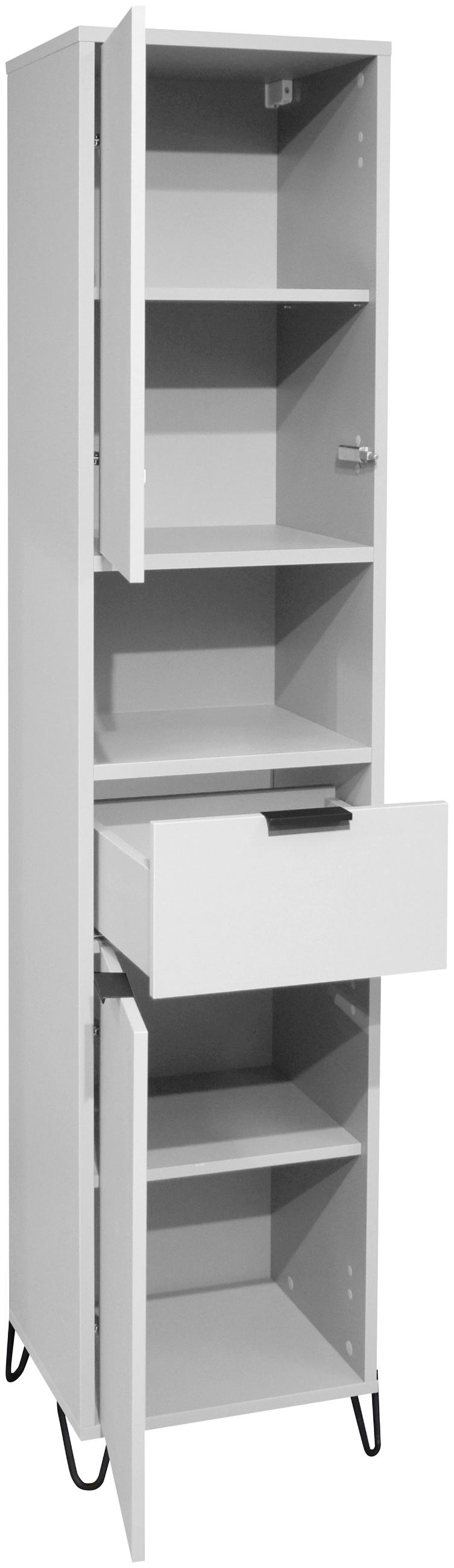 HOCHSCHRANK 41/189/38 cm  - Schwarz/Grau, MODERN, Holzwerkstoff/Metall (41/189/38cm) - Livetastic