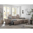 ECKSOFA Creme Mikrovelours  - Creme/Schwarz, KONVENTIONELL, Kunststoff/Textil (275/170cm) - Carryhome