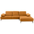 ECKSOFA in Mikrofaser Hellbraun  298/176 cm  - Hellbraun/Beige, Design, Textil/Metall (298/176cm) - Valnatura