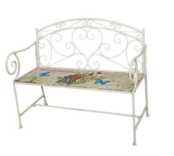 Gartenbank Metall 2-sitzer Floral Mit Blumendekor